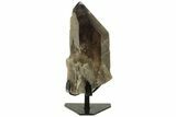 Dark Smoky Quartz Crystal With Metal Stand - Giant Point #219130-4